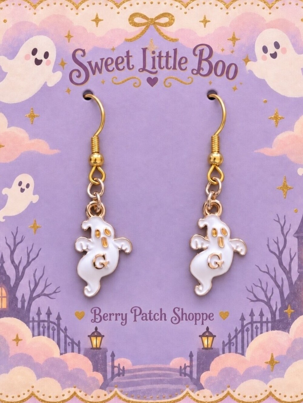 Cute Sweet Little Boo Ghost Halloween Fall Earrings